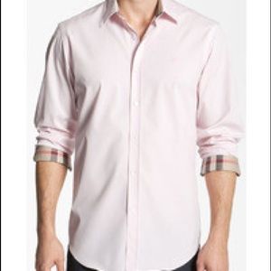 Pink Burberry Men Button Down Medium